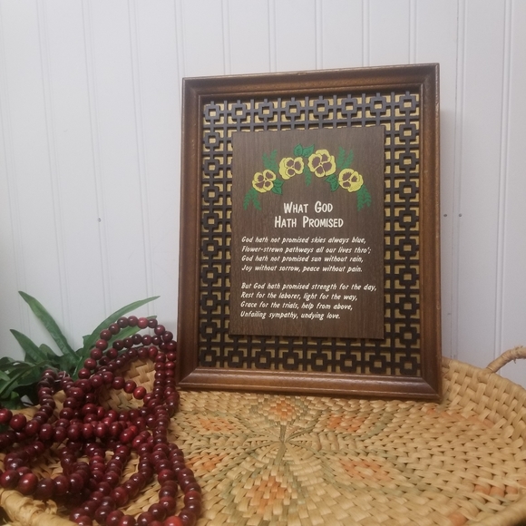 Vintage | Wall Decor | 97s Vintage Framed Poem What God Hath Promised ...